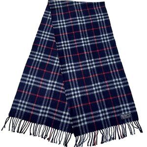 Burberrys Classic Check Scarf Black 100% Cashmere Unisex Scarf Made In England